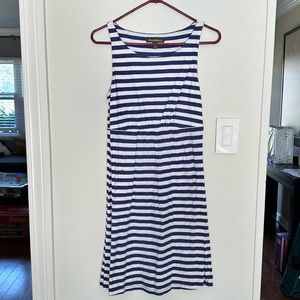 Tommy Bahama Blue & White Striped ruched front dress, S